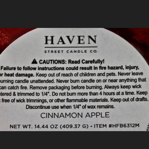 HAVEN STREET CANDLE CINNAMON APPLE RICHLY SCENTED NEW - Picture 4 of 4